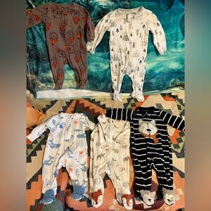 Lot of 5 Footie Pajamas 3 month Baby